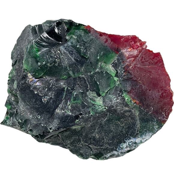 Emerald Ruby Tipped Art Glass Cullet Slag Glass #5XL160 - Picture 1 of 6